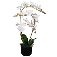 VidaXL Kunstplant orchidee met pot 65 cm wit - thumbnail