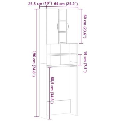 VidaXL Wasmachinekast 64x25,5x190 cm sonoma eikenkleurig VidaXL Wasmachinekast 64x25,5x190 cm sonoma eikenkleurig