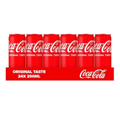 Coca-Cola frisdrank, sleek blik van 25 cl, pak van 24 stuks
