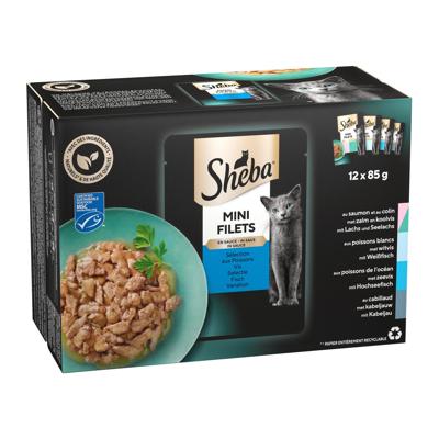 Sheba Mini Filets Vis Selectie in saus natvoer kat (zakjes 85 g) 12 x 85 g