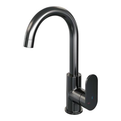 Wastafelmengkraan Brauer Gunmetal Edition Coldstart Opbouw Hoog Gebogen Platte Hendel Geborsteld Gunmetal PVD Wastafelmengkraan Brauer Gunmetal Edition Coldstart Opbouw Hoog Gebogen Platte Hendel Geborsteld Gunmetal PVD