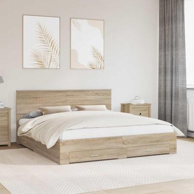 Bedframe met hoofdeinde Sonoma Eiken 180 x 200 cm Bewerkt hout