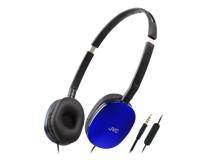 JVC HA-S160M-A - Flats opvouwbare en compacte hoofdtelefoon in glanzende trendy kleur, met schakelaar voor microfoon aan/uit, ideaal voor telewerken en online seminars (blauw) - thumbnail
