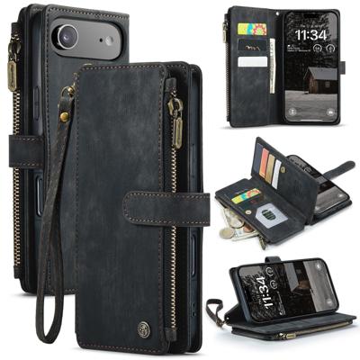 Caseme iPhone 17 Air PU leren hoesje - portemonnee - Zwart Caseme iPhone 17 Air PU leren hoesje - portemonnee - Zwart