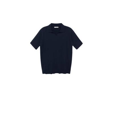 Mango Man fijngebreide regular fit polo marine