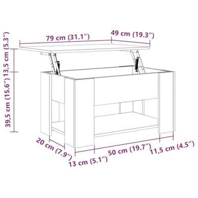 Salontafel 79x49x41 cm bewerkt hout oud houtkleurig