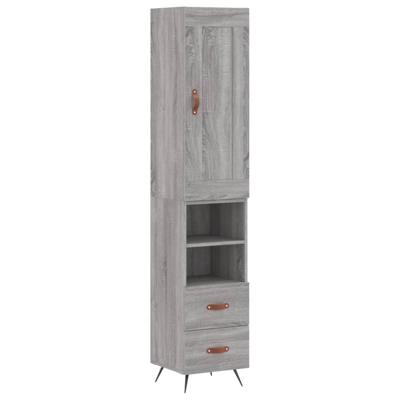 Hoge kast 34,5x34x180 cm bewerkt hout grijs sonoma eikenkleurig