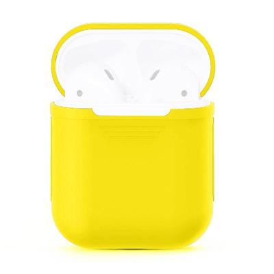 Portable Wireless Bluetooth Earphone Silicone Protective Box Anti-lost Dropproof Storage Bag for Apple AirPods 1/2(Earphone is not Included)(Yellow)