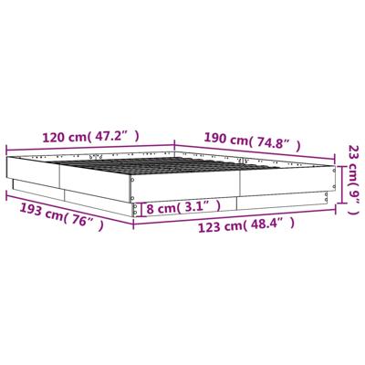 Bedframe LED massief hout wit 120x200 cm