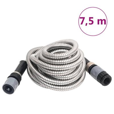 VidaXL Tuinslang met sproeikop 0,6'' 7,5 m roestvrij staal zilverkleur VidaXL Tuinslang met sproeikop 0,6'' 7,5 m roestvrij staal zilverkleur