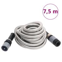 VidaXL Tuinslang met sproeikop 0,6'' 7,5 m roestvrij staal zilverkleur - thumbnail