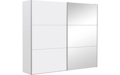 Goossens Kledingkast Easy Storage Sdk, 253 cm breed, 220 cm hoog, 1x 3 paneel schuifdeur li en 1x 3 paneel spiegel schuifdeur re