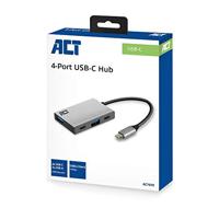 ACT AC7070 USB-C Hub 4 port met 2x USB-C en 2x USB-A, SuperSpeed 10Gbit/s,Grijs - thumbnail