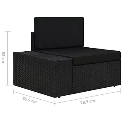 Tweezitsbank sectioneel poly rattan zwart - thumbnail