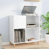 Platenkast 84,5x38x89 cm bewerkt hout wit - thumbnail