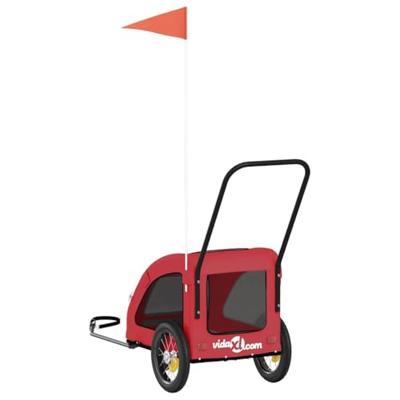 VidaXL Hondenfietstrailer oxford stof en ijzer rood VidaXL Hondenfietstrailer oxford stof en ijzer rood