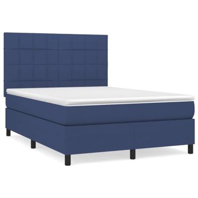 Boxspring met matras stof blauw 140x200 cm
