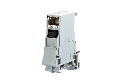 BTR-netwerkdoos voor DIN-railmontage CAT 6 insteekrichting 90° RAL 7035 BTR-netwerkdoos voor DIN-railmontage CAT 6 insteekrichting 90° RAL 7035