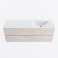 MONDIAZ VICA 140cm badmeubel onderkast Underlayment 2 lades. Wastafel CLOUD rechts 1 kraangat, kleur Talc. - thumbnail