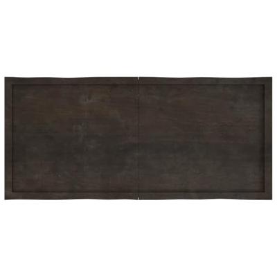 Tafelblad natuurlijke rand 140x60x(2-6)cm eikenhout donkerbruin