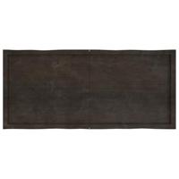 Tafelblad natuurlijke rand 140x60x(2-6)cm eikenhout donkerbruin - thumbnail