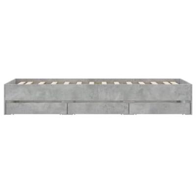 Bedframe met lades bewerkt hout betongrijs 75x190 cm