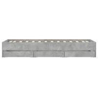 Bedframe met lades bewerkt hout betongrijs 75x190 cm - thumbnail