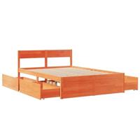 Bedframe zonder matras massief grenenhout wasbruin 135x190 cm - thumbnail