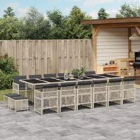 17-delige Tuinset met kussens poly rattan lichtgrijs - thumbnail