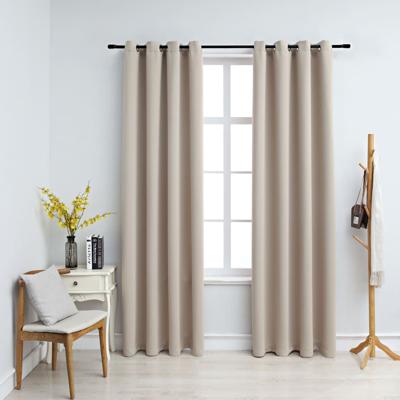 VidaXL Gordijn verduisterend met metalen ringen 2 st 140x175 cm beige