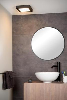 Lucide BRICE-LED - Plafonnière Badkamer - LED Dimb. - 1x22W 3000K - IP44 - Zwart