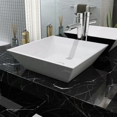 VidaXL Wastafel vierkant wit 41,5x41,5x12 cm keramiek VidaXL Wastafel vierkant wit 41,5x41,5x12 cm keramiek