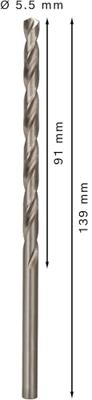 Bosch Accessories 2608596821 HSS Metaal-spiraalboor 5.5 mm Gezamenlijke lengte 139 mm Geslepen DIN 340 Cilinderschacht 5 stuk(s)