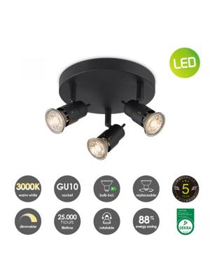 Light depot - LED opbouwspot Cilindro 3L - zwart - Outlet