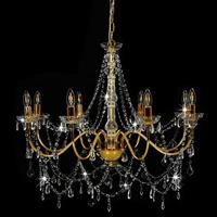 VidaXL Kroonluchter met kralen 8xe14 goudkleurig - thumbnail