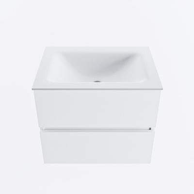 MONDIAZ VICA 60cm badmeubel onderkast Talc 2 lades. Wastafel CLOUD midden 1 kraangat, kleur Talc.