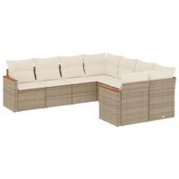 8-delige Loungeset met kussens poly rattan beige - thumbnail