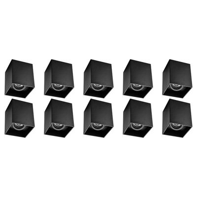 Kantelbare Opbouwspot Vierkant 10-Pack - Mat Zwart Aluminium - GU10 90mm