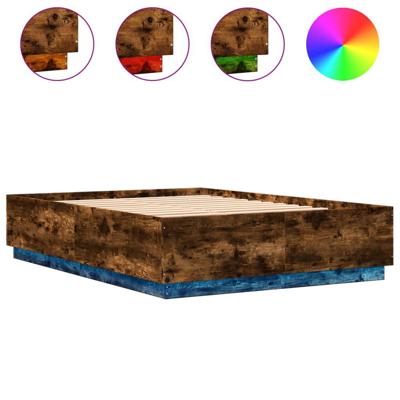 Bedframe met LED-verlichting gerookt eikenkleurig 120x200 cm - thumbnail