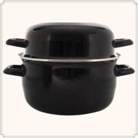 OTIX Mosselpan Mosselpot Inductie Alle warmtebronnen Zwart Emaille... - thumbnail