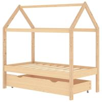Kinderbedframe met lade massief grenenhout 70x140 cm - thumbnail