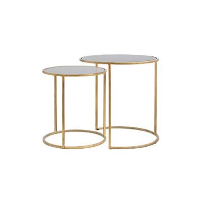 Light & Living Bijzettafel 'Duarte' Set van 2 stuks, glas smoke-goud