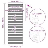 Zebra rolgordijn 75x230 cm stofbreedte 70,9 cm lichtgrijs - thumbnail