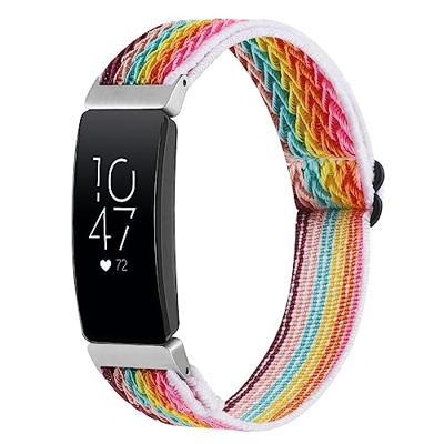 By Qubix - Compatible met Fitbit Inspire 2 Elastische solo loop nylon bandje - Multicolor - Compatible fitbit bandje