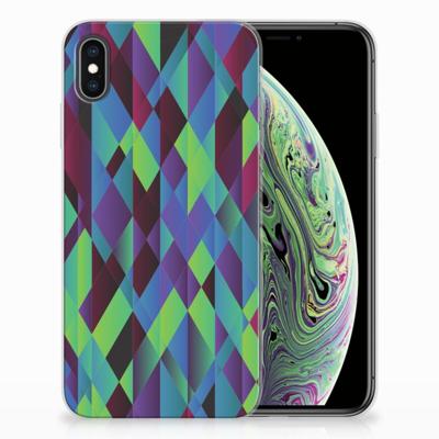 Apple iPhone Xs Max TPU Hoesje Abstract Green Blue Apple iPhone Xs Max TPU Hoesje Abstract Green Blue