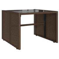 4-delige Loungeset met kussens poly rattan bruin - thumbnail