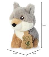 Eco Nation Pluchen knuffel - mini - wolf - 13 cm - thumbnail