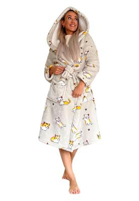 Katten badjas met capuchon - luxe gevoerd-s/m