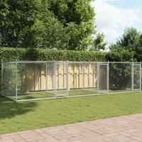Hondenhok met deuren 6x2x1,5 m gegalvaniseerd staal grijs - thumbnail
