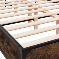 Bedframe bewerkt hout metaal gerookt eikenkleurig 140x200 cm - thumbnail